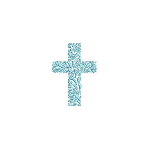 Stickdatei  Kreuz Swirl 13x18 Rahmen Religion Gotteslob Kommunion Konfirmation
