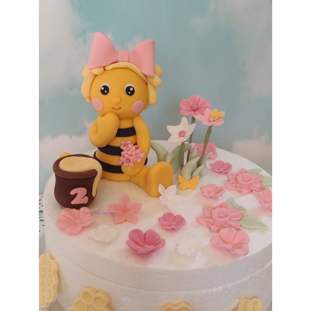 Tortenaufleger Fondant Zuckerfigur Tortendeko Biene Frühling Blumen Geburtstag