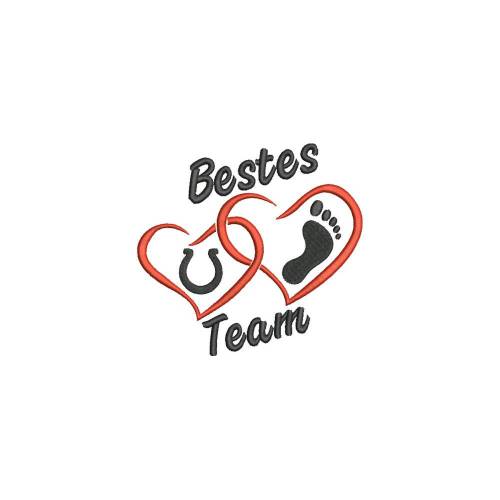 Stickdatei Bestes Team Herz Huf Fuss 13x18 Rahmen Maschinenstickerei Text Spruch Tiere Pferd Huf Hufeisen
