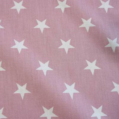 Baumwollstoff weiße Sterne auf altrosa – Meterware für Taschen, Kissen & Kinderzimmer