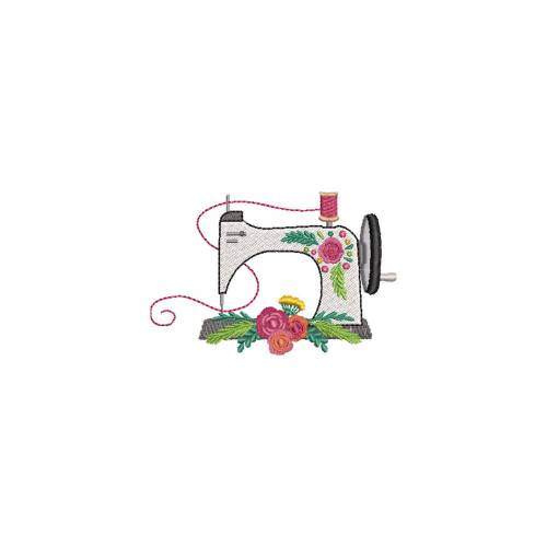 Stickdatei Nähmaschine mit Blumen 10x10, Rahmen Maschinenstickerei Floral