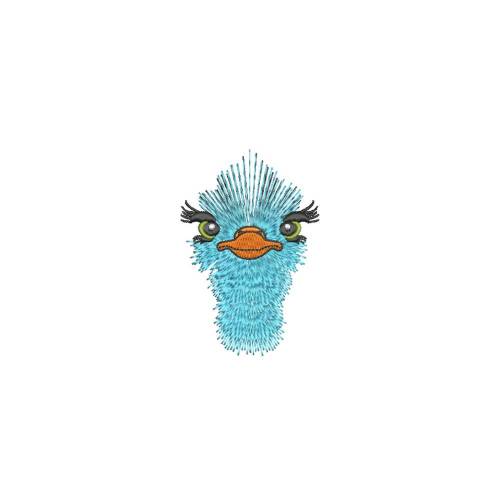 Stickdatei Strauss süß Maschinenstickerei Laufvogel Cartoon Strauß Vogel 10x10 cm