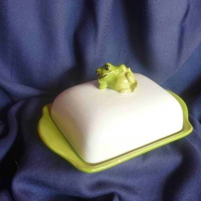 Butterdose  Schönen guten Morgen, Frosch, Grün und weß