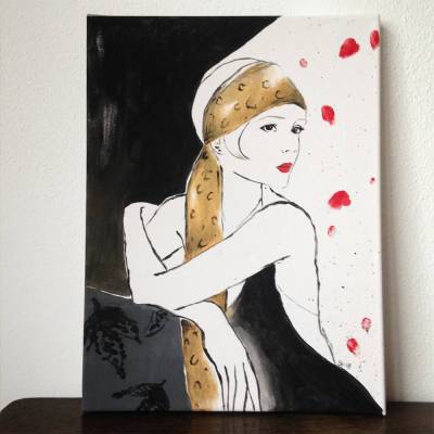 Twenties Girl handgemalt - Einzelstück, 40x30cm