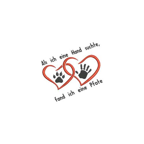 Stickdatei Hand  Pfote  13x18 Rahmen Maschinenstickerei Text Spruch Tiere Hunde Krallen Fellnase