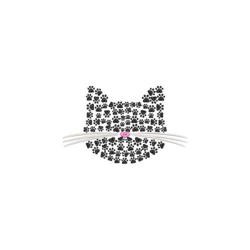 Stickdatei Katze Katzenkopf aus Pfoten 13x18 Rahmen Maschinenstickerei