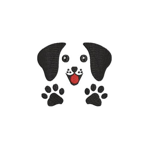 Stickdatei Hundegesicht mit Pfoten 10 x 10 cm Maschinenstickerei Text Spruch Tiere Pfote Cartoon Clipart Hund Gesicht Krallen
