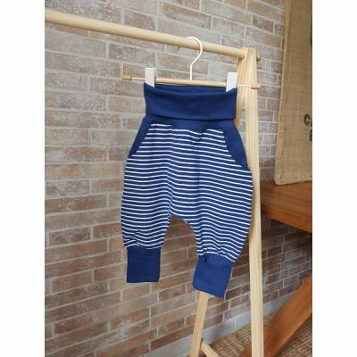 Knickerbocker / Pumphose Blau gestreift aus Bio-Jersey von Stoffonkel