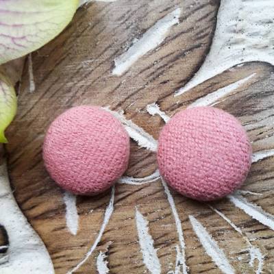 Schmuck mit Stoff 12mm o 19mm rosa, lachs Ohrstecker, Ohrringe, Ohrhänger, Haarspangen