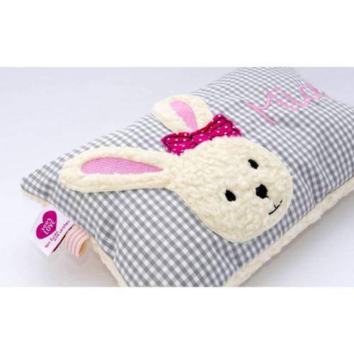 Kuschelkissen Hase Hasenmädchen Wunschnamen Taufkissen Geburtskissen - Schmusekissen Kissen mit Namen