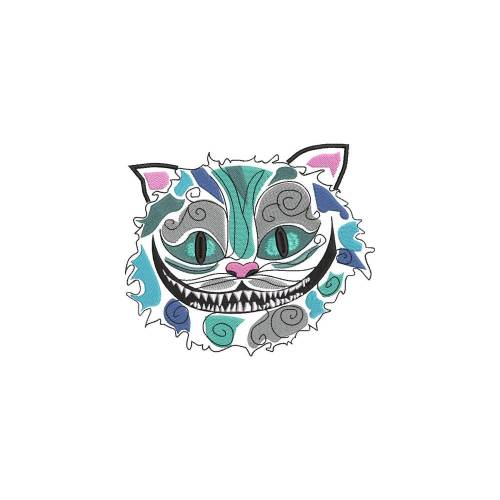 Stickdatei Grinsekatze Chesire 5 Größen Alice im Wunderland Maschinenstickerei  Tiere Cartoon Clipart Katze Gesicht Krallen