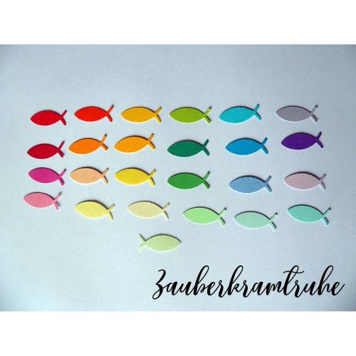 100 Regenbogen-Fische in 25 Farben (4 Stück pro Farbe) zum Dekorieren und Basteln für Taufe Kommunion Konfirmation 2,5cm