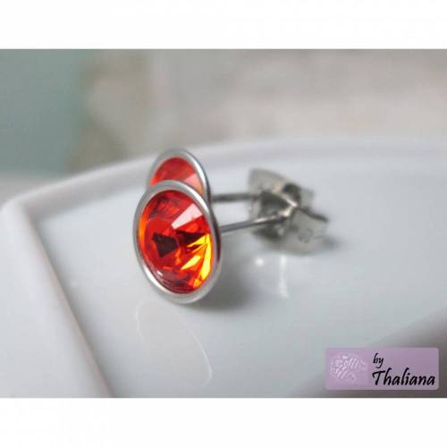 FIREOPAL Ohrstecker hochwertig knallig orange
