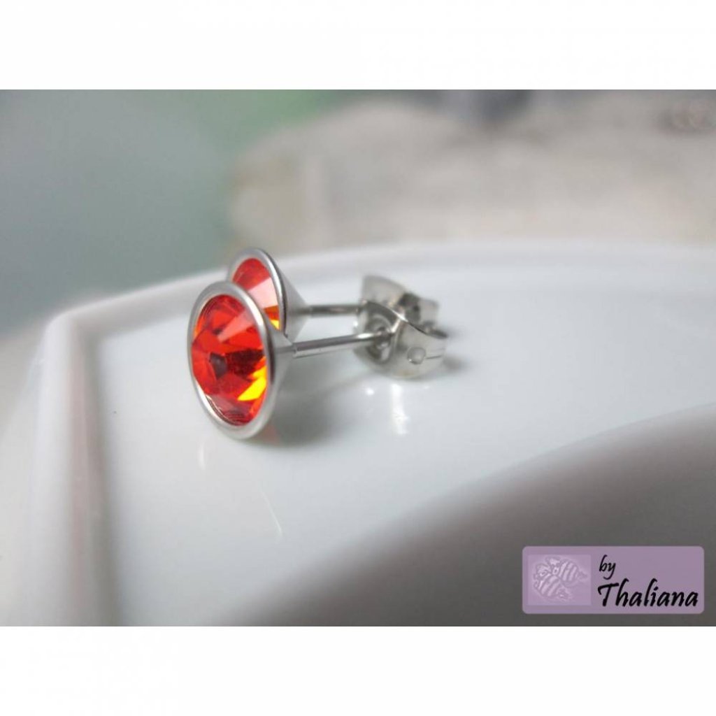 FIREOPAL Ohrstecker hochwertig knallig orange Bild 2