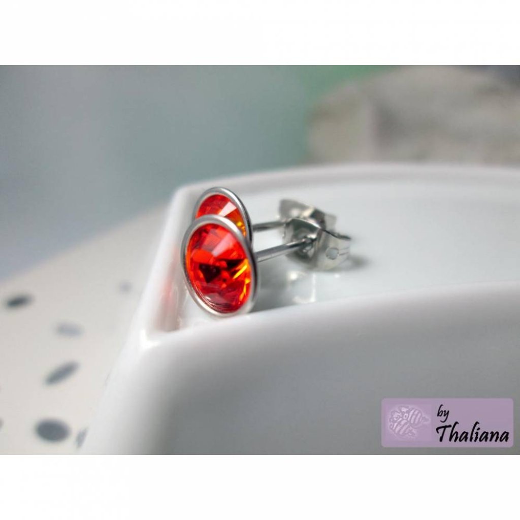 FIREOPAL Ohrstecker hochwertig knallig orange Bild 3