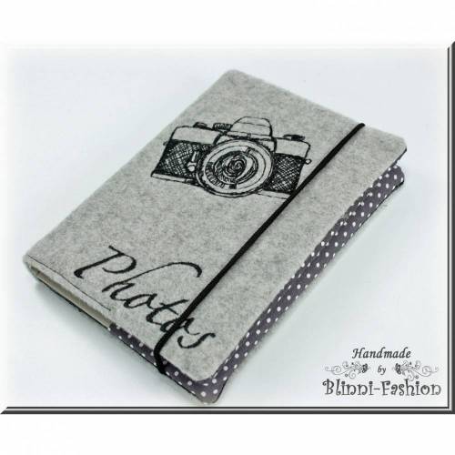 Photobuch, für 24 Fotos, Album bestickt mit Retro Kamera, Fotoalbum