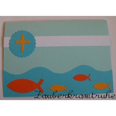 DIY Bastelset Einladung Taufe Kommunion Konfirmation Fische im Meer