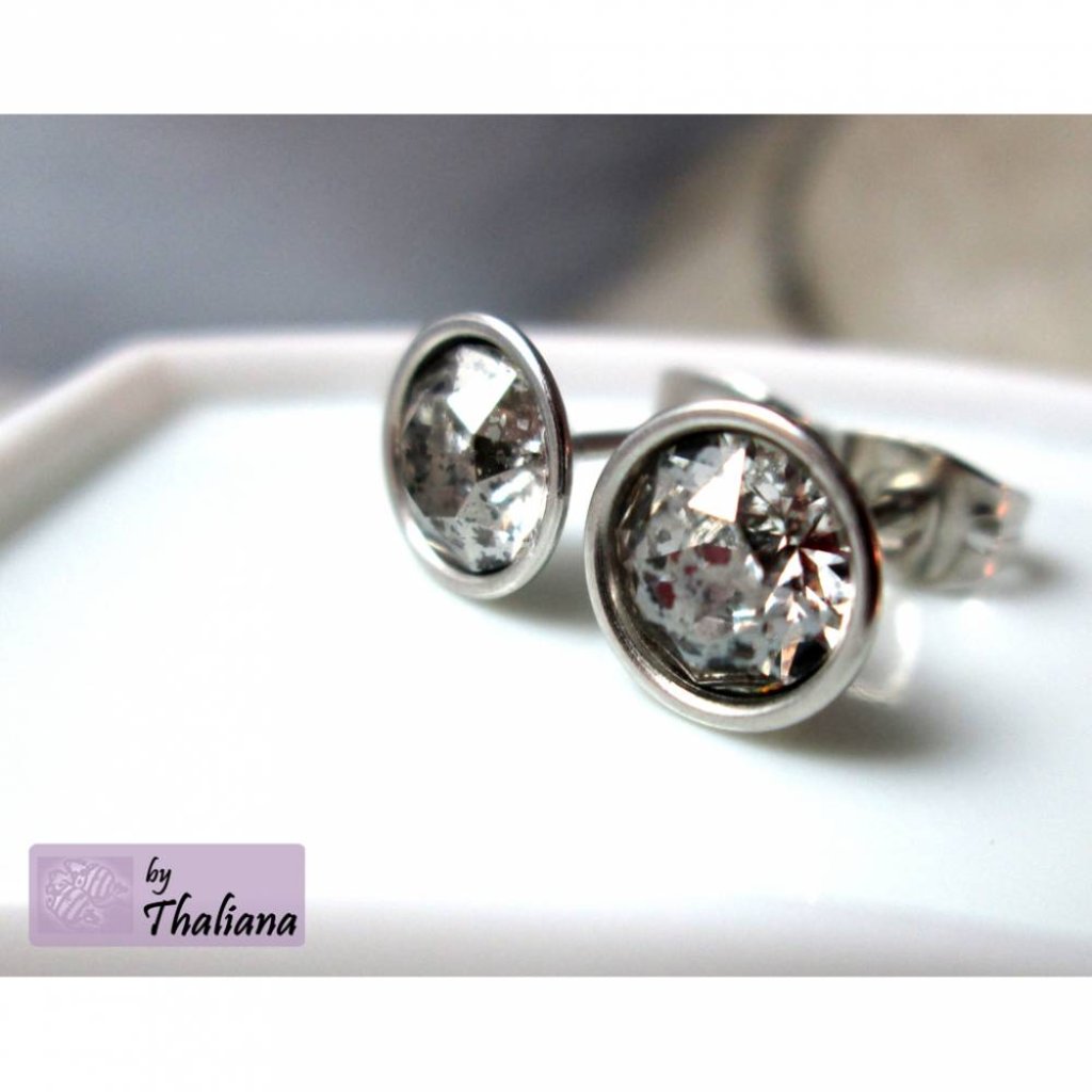 VERWUNSCHENER Spiegel dunkelgraue Ohrstecker Bild 2