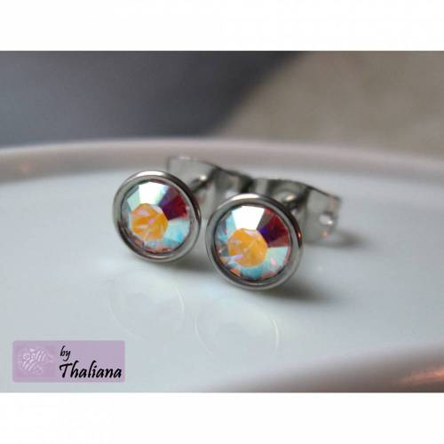 MINI Regenbogendiamant Ohrstecker Glitzer bunt