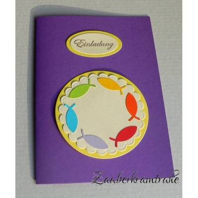 DIY-Einladungen Regenbogenfische für Konfirmation, Taufe oder Kommunion