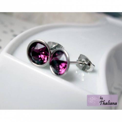 AMETHYST Ohrstecker hochwertig lila violett