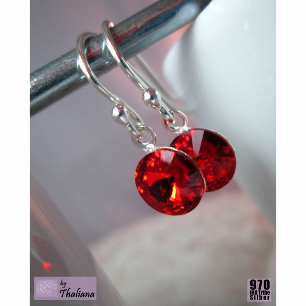 Mini-FUNKELei Knallrot rote Ohrringe Silber Bild 2