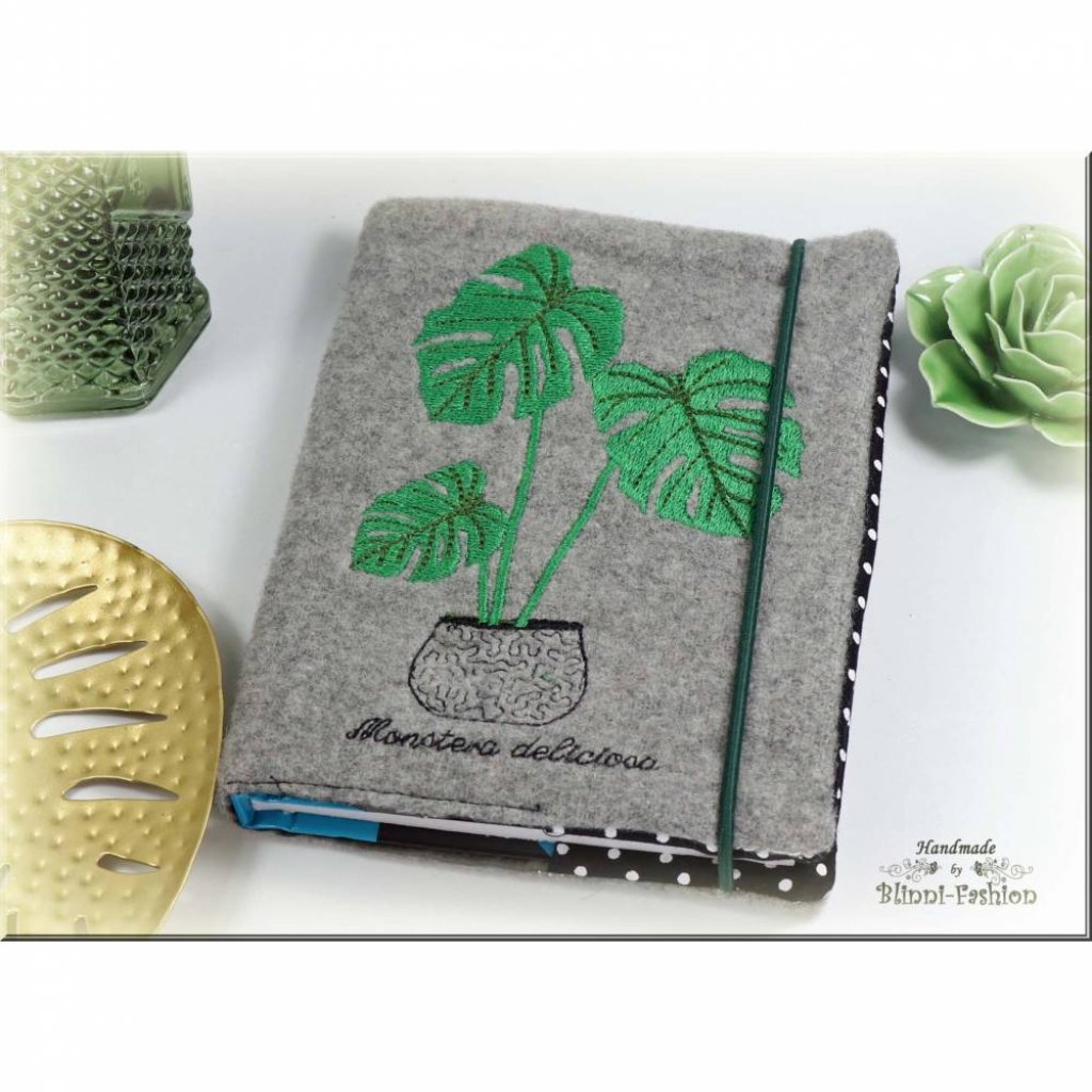 Monstera deliciosa Tagebuch in Din A6, Notizbuch mit Philodendron,  Notizbuchhlle mit Blatt-Pflanze, Skizzenbuch
