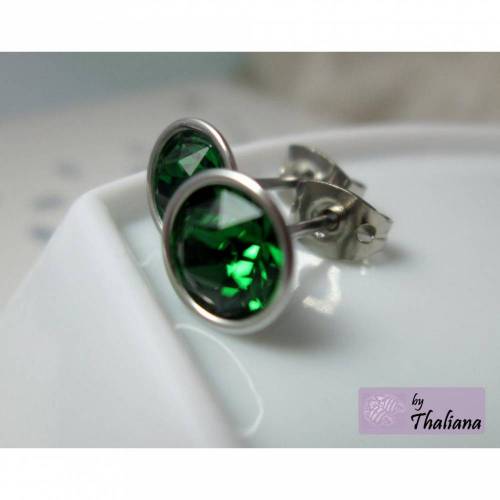 DRUIDENGRÜN Ohrstecker hochwertig dunkelgrün grün