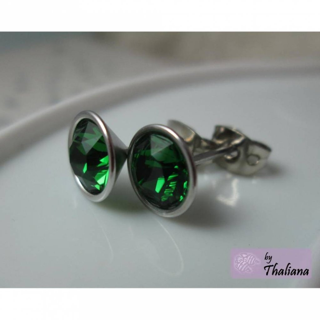 DRUIDENGRÜN Ohrstecker hochwertig dunkelgrün grün Bild 2