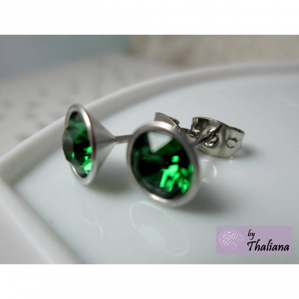 DRUIDENGRÜN Ohrstecker hochwertig dunkelgrün grün Bild 3