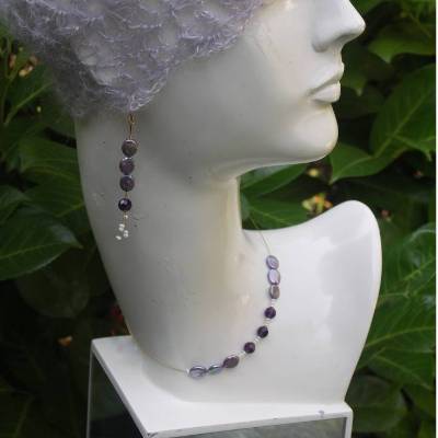 Zartes Schmuckset aus lila Süßwasserperlen und Amethyst in Gold-Filled