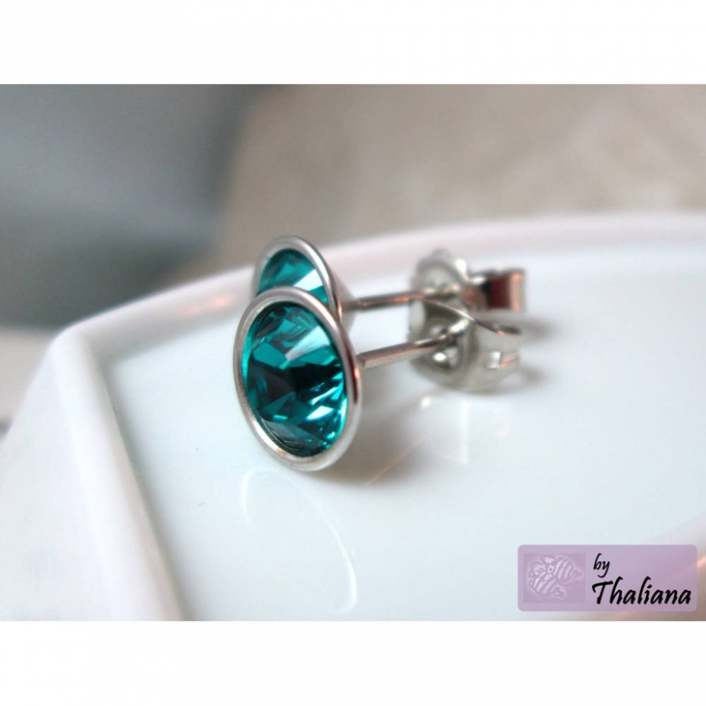 TIEFER OZEAN türkise Ohrstecker hochwertig petrol Bild 2