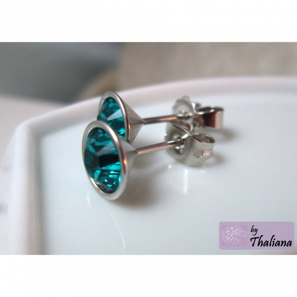 TIEFER OZEAN türkise Ohrstecker hochwertig petrol Bild 3