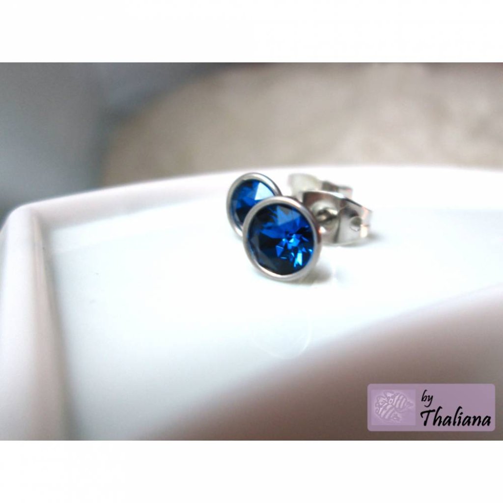 blaue Ohrstecker MINI KÖNIGSBLAU Glitzerohrstecker Bild 3