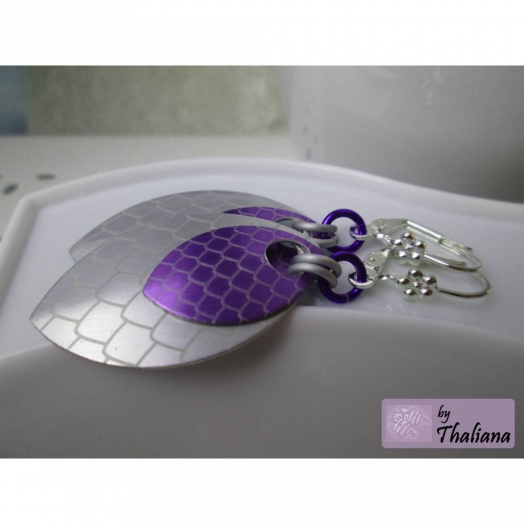 DragonScale Ohrringe Silber lila Drachenohrringe Bild 1