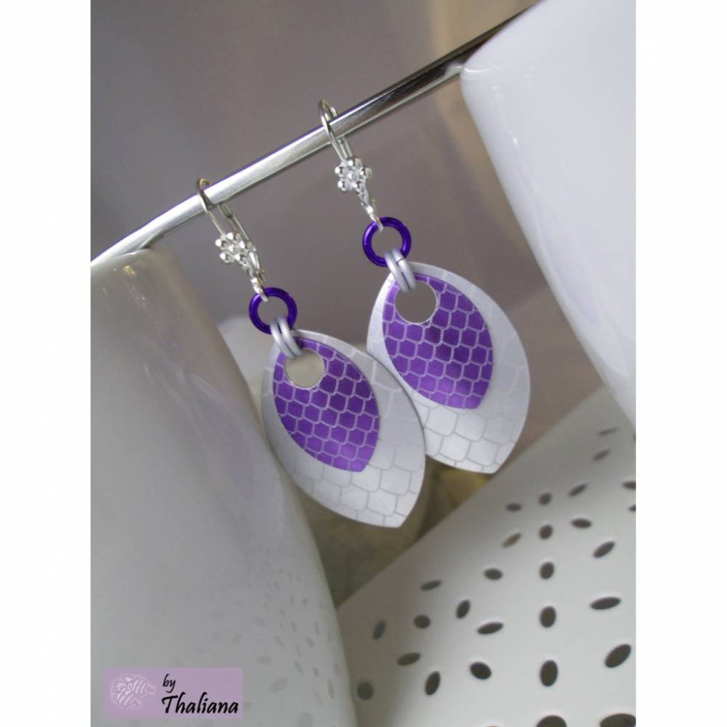DragonScale Ohrringe Silber lila Drachenohrringe Bild 3