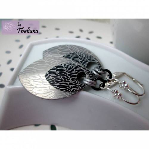 PHOENIXfedern Ohrringe Schwarz Silber Ohrhänger