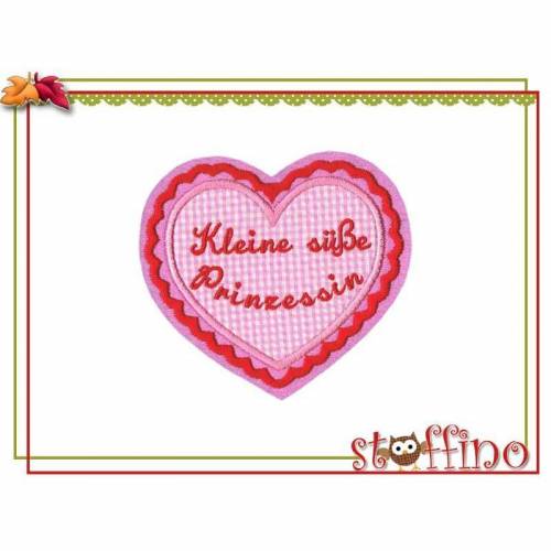 Applikation Herz  rosa kleine süße Prinzessin