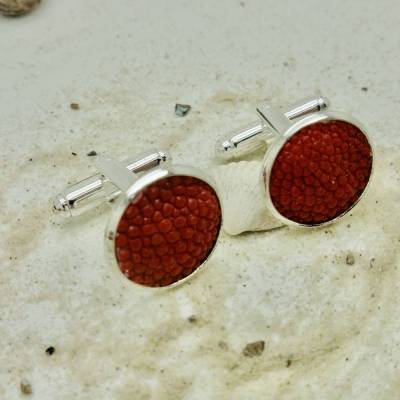 Manschettenknöpfe Rochenleder 20 mm festlicher Schmuck für Sie oder Ihn