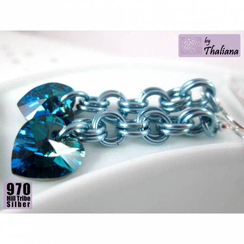 HERZPENDEL türkise Ohrringe Laguna petrol Herzen