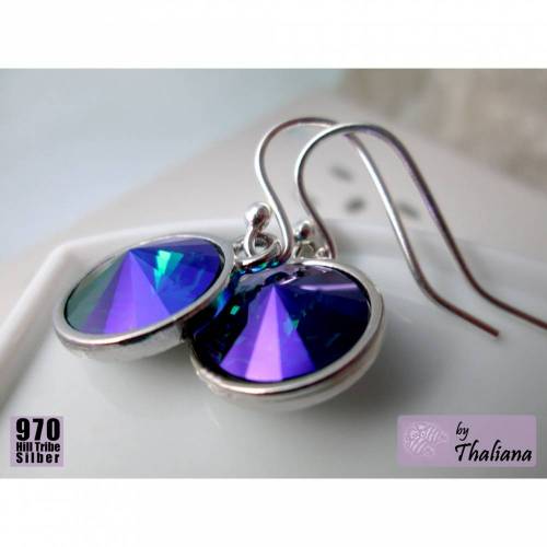 MEERESLEUCHTEN ECHT SILBER Ohrringe blau grün lila