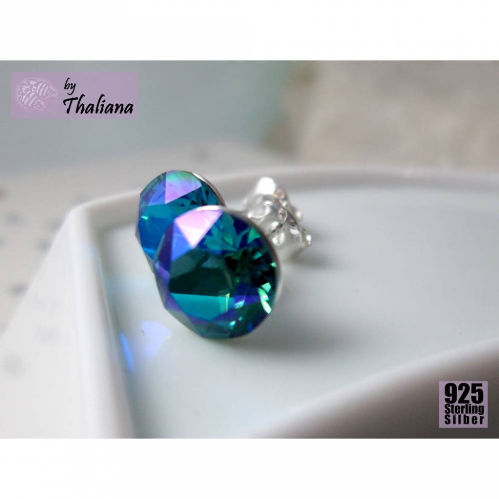 dunkel glitzernder Tiefer Ozean BLING Ohrstecker Bild 2