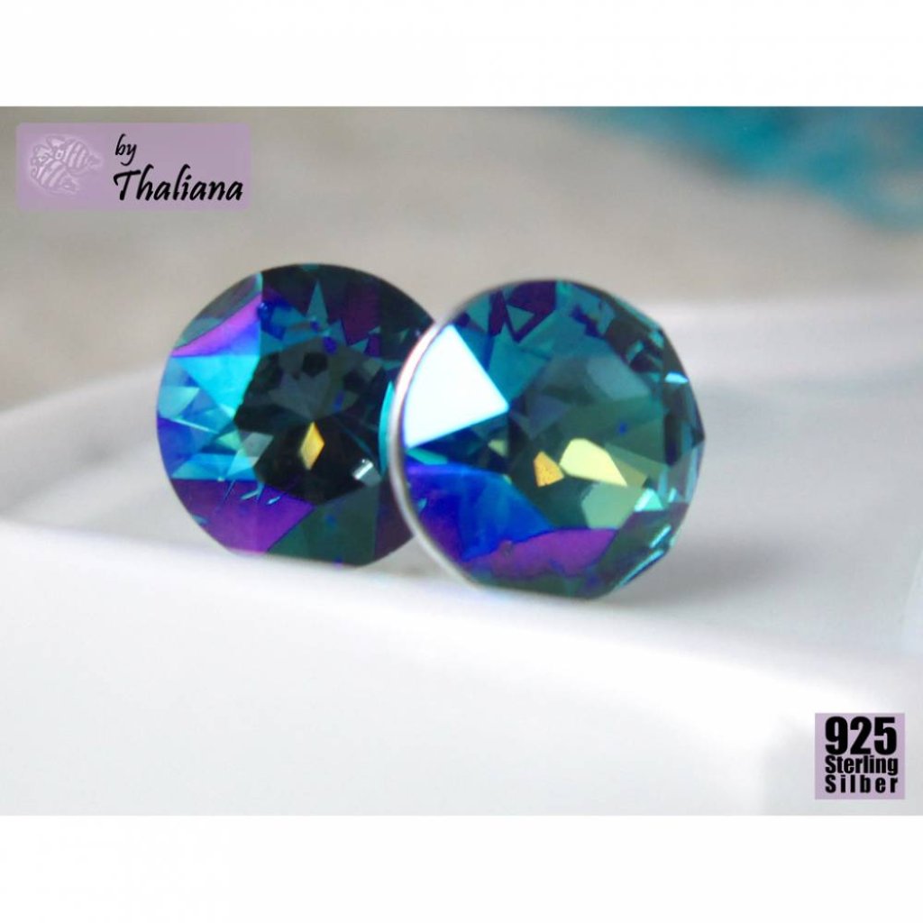 dunkel glitzernder Tiefer Ozean BLING Ohrstecker Bild 3