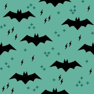 Baumwolldruck Fledermaus Blitz schwarz-graugrün – Halloween Stoff, 100% Baumwolle, Meterware, OEKO-TEX