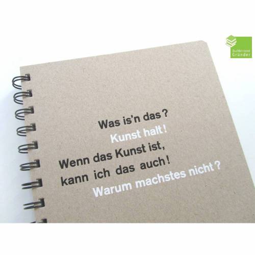 Notizbuch, DIN A5, Kunst halt, Recycling Upcycling, Innenseiten aus Briefumschlägen geschnitten, Spiralbuch