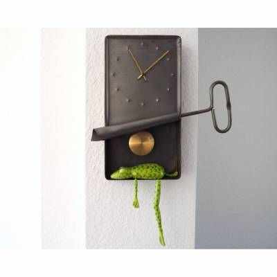 Ölsardinenfrosch Uhr, Wanduhr Frosch, Pendeluhr, Fischkonserve als Uhr, lustige Uhr, Frosch Uhr, Konservendose,Sardinendose Uhr, Froschuhr
