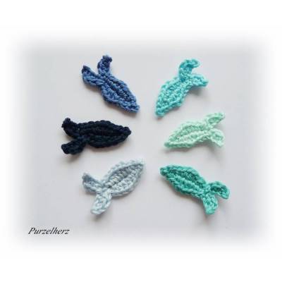 Ein kleiner gehäkelter Fisch aus der Unterwasserwelt in 6 Farben zur Wahl zum Aufnähen, Konfirmation,Kommunion