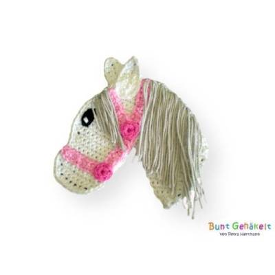 Pferd, Häkelapplikation, Aufnäher, Pony, Applikation, Tierapplikation, Pferdeapplikation, Mädchenapplikation