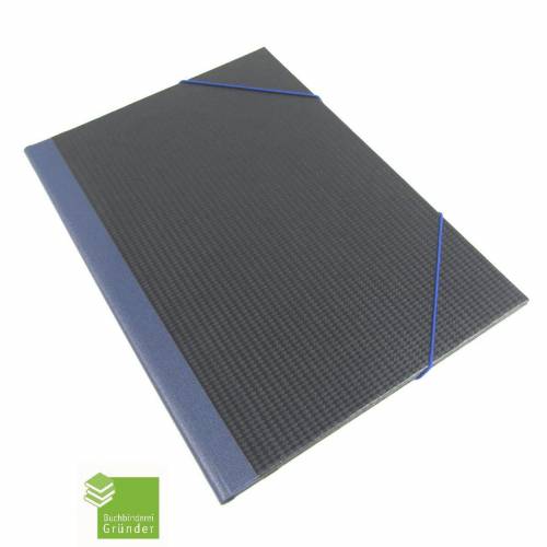 DIN A4, Mappe, schwarz dunkel-blau, Eckspannermappe, Sammelmappe, handgefertigt
