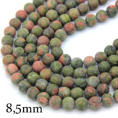 20x Natürliche matte Unakit Perlen 8,5 mm 